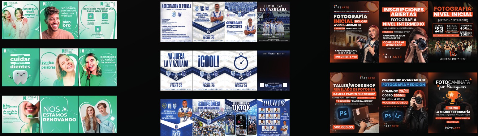 Piezas de diseño para Dental Card, Sportivo Ameliano y FoteArte